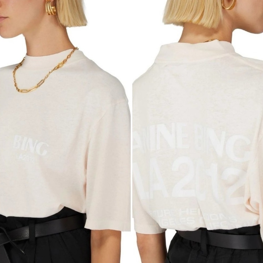 Anine Bing Top Wes Tee Oversized LA 2012 Organic Cotton Street Designer Pink L - Picture 11 of 12
